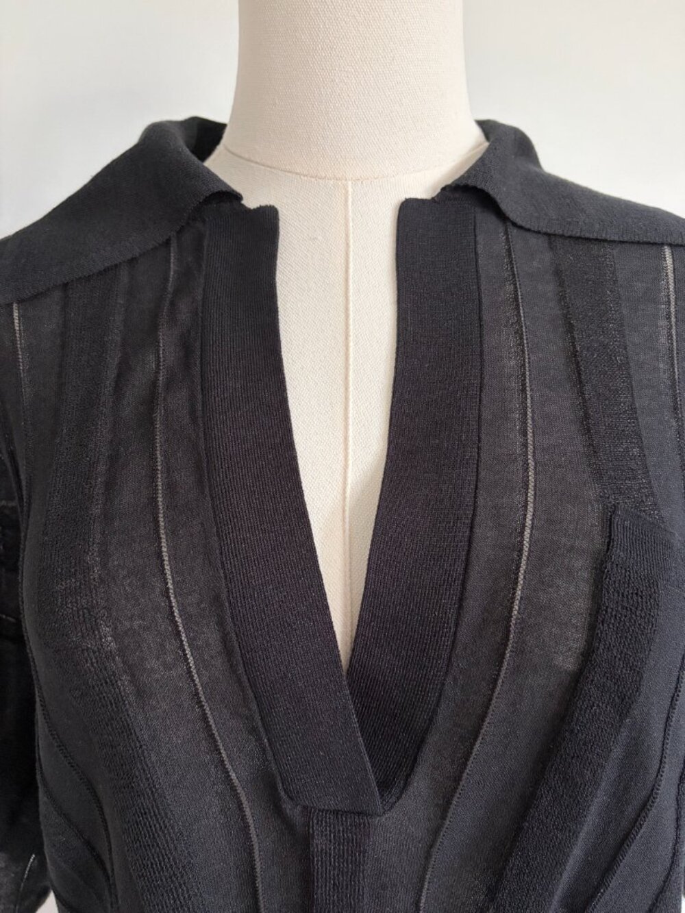 Acne Studios Black Bennati Sheer Polo - Picture 2 of 9
